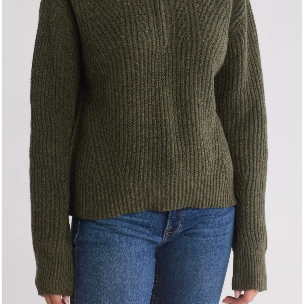 Olive Green Hooded Sweater - Picture 2 of 4